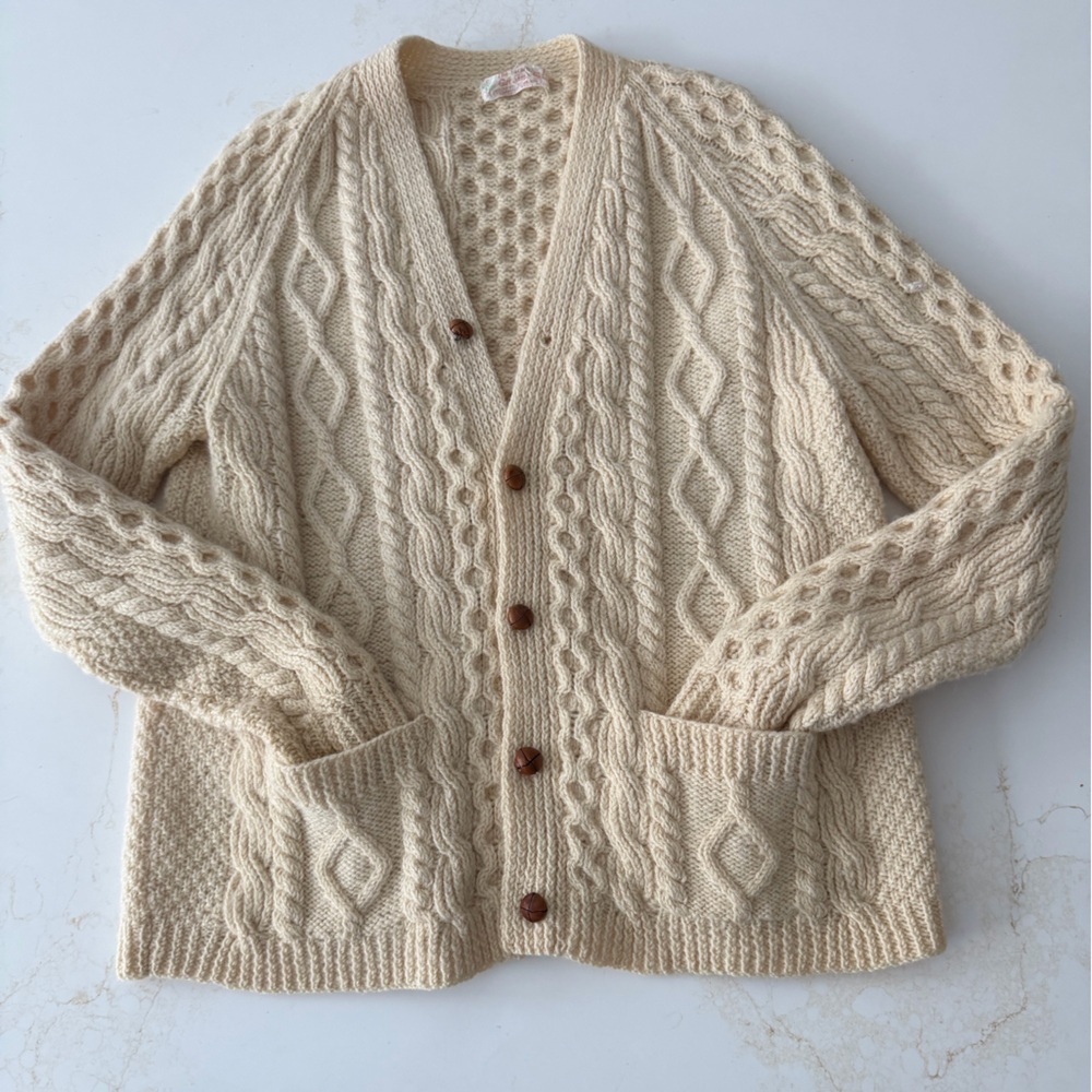 Cream Cable Knit wool Cardigan